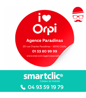 Stickers ''I LOVE Orpi rouge'' (qualité vinyle / lot de 250, tarifs dégressifs)