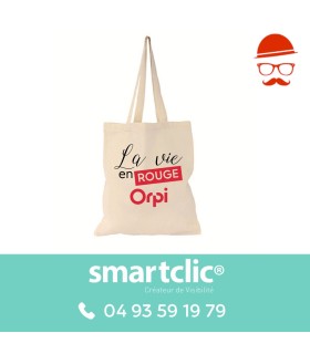 Totebag "La vie en rouge" personnalisé - anses beige (le lot de 100 - tarifs dégressifs)