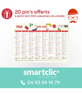 Calendrier 2026/2027 - 16 mois - A4 - "Fruits & Légumes de saison"