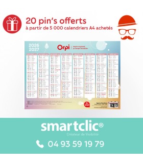 Calendrier 2026/2027 - 16 mois - A4 - "Design"