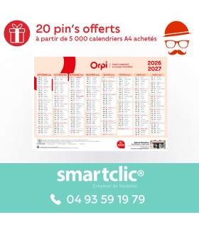 Calendrier 2026/2027 - 16 mois - A4 - "Orpi"