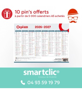 Calendrier 2026/2027 - 16 mois - A5 - "Orpi Pro"