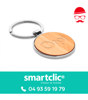 Porte-clé rond Bambou - Orpi Pro - Personnalisé (vendu par lots)