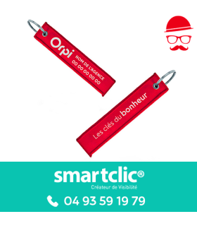 Porte-clé tissu "Bonheur" - Personnalisé (vendu par lots 250)