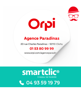 Sticker ''Orpi blanc'' (qualité vinyle / lot de 250, tarifs dégressifs)