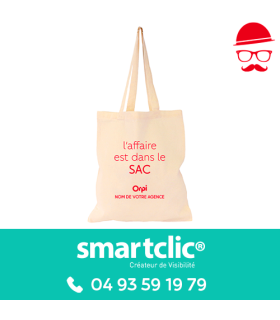 Totebag "L'affaire est dans le sac" personnalisé - anses beige (le lot de 100 - tarifs dégressifs)