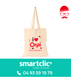 Totebag "I love Orpi" personnalisé - anses beige (le lot de 100 - tarifs dégressifs)