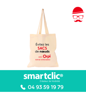 Totebag "Évitez les sacs de nœuds" personnalisé - anses beige (le lot de 100 - tarifs dégressifs)