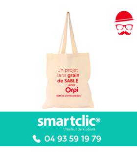Totebag "grains de sable" personnalisé - anses beige (le lot de 100 - tarifs dégressifs)
