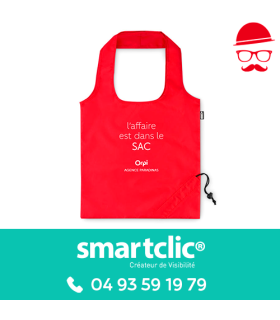 Sac pliable RPET "L'affaire est dans le sac" - rouge (le lot de 100)